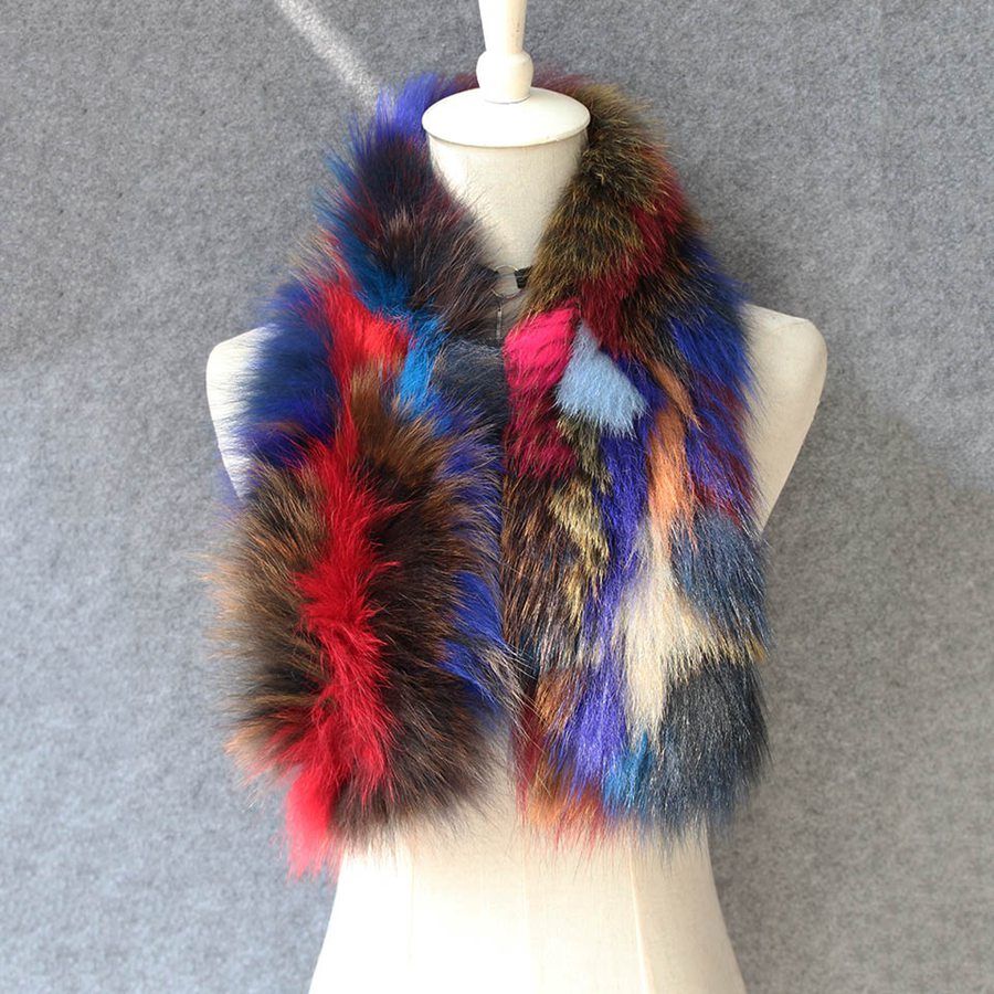 Download 2017 Women Colorful Color Real Fox Fur Scarves Female Knitted Shawls And Muffler Natural Fur ...