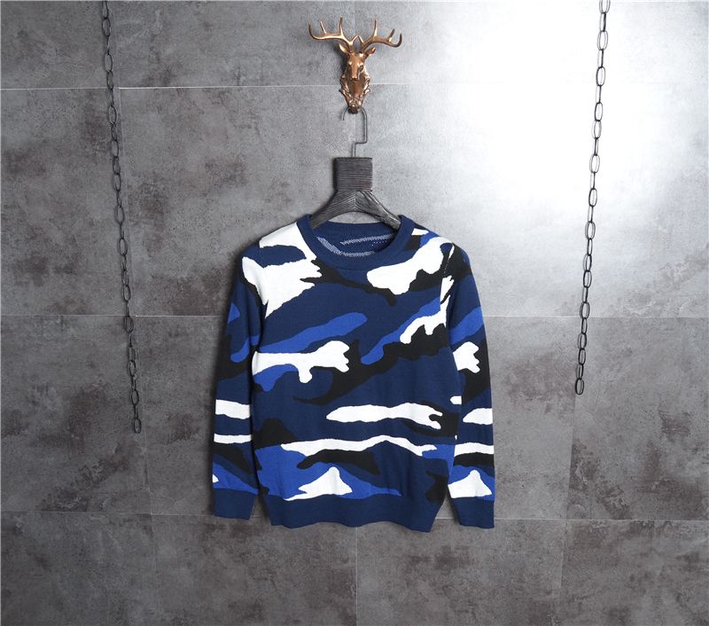 blue camouflage sweater