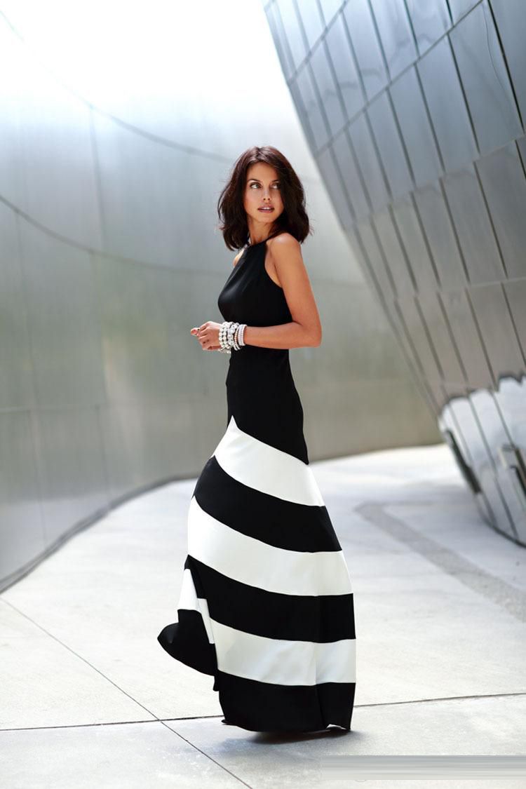Vestito A Righe Bianco E Nero Lungo Flash Sales, 56% OFF | www.txarango.com