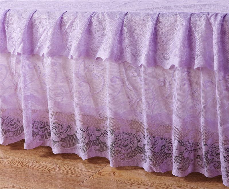 Wholesale Lavender Floral Overlace Bed Skirt Cotton Polyester Blend Bedspread Queen King Summer