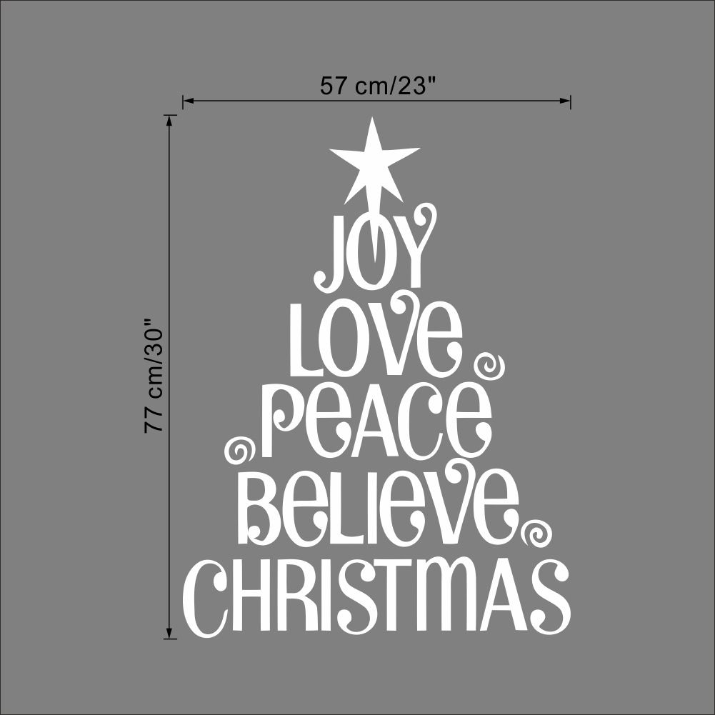 Joy Love Peace Believe Christmas Christmas Tree Wall Quote 