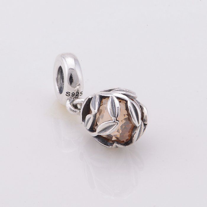 925 Sterling Silver Golden Laurel Leaves ciondola il ciondolo perline adatto ai gioielli di stile Pandora