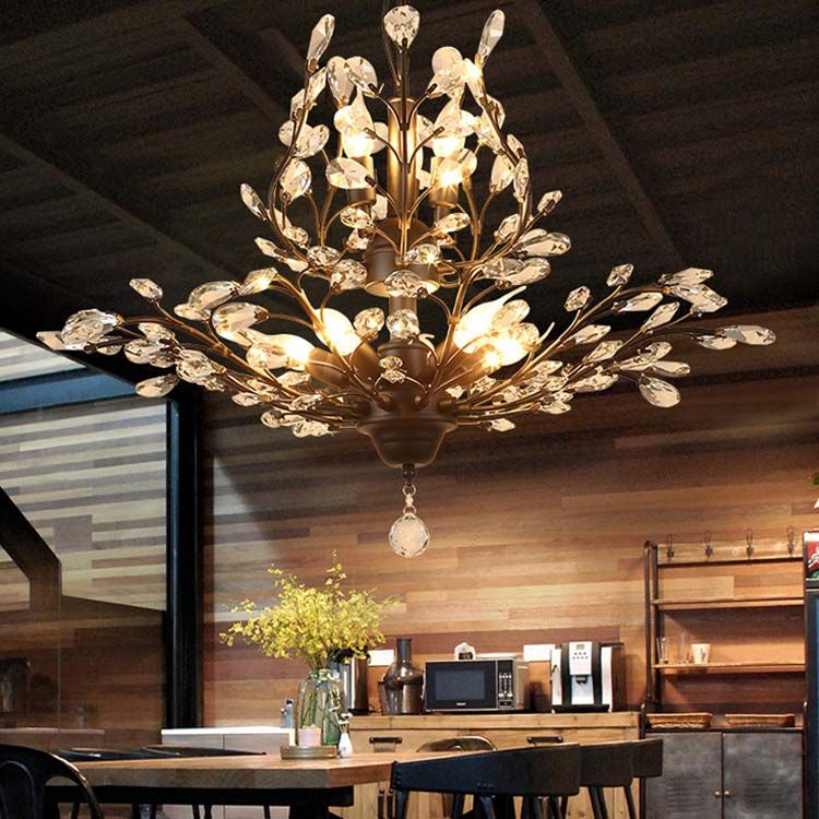 K9 Crystal Chandelier Tree Branch Pendant Lamps Vintage K9 Crystal Chandelier Tree Branch Pendant Lamps Vintage Chandeliers Iron Modern Living Ceiling Light Lighting Fixture Designer