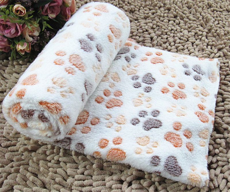 Симпатичный теплый коврик для кровати с домашним животным маленький средний большой размер с принтом лапы кошка собака флис мягкое одеяло щенок зима