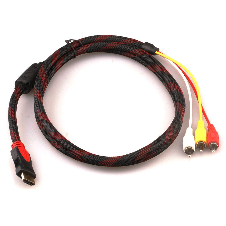 rca 1 2 input cables connect Input HDMI Plug 5Ft 2019 To RCA Video Male AV Audio 3 1.5M