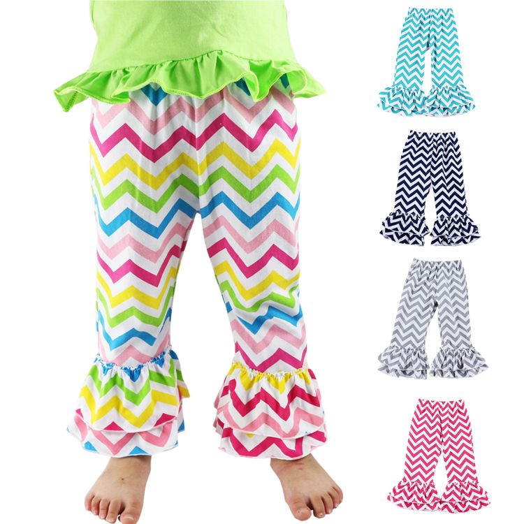 Factory Hot Sale Girls Chevron Ruffle Pants,Zig Zag Cotton Baby Ruffled