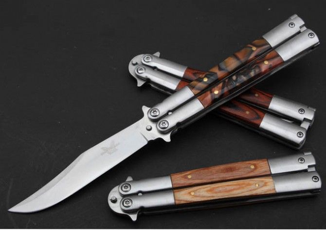 butterfly knife - CAT Color wood handle knife to practice butterfly knife - CAT Color wood handle knife to practice