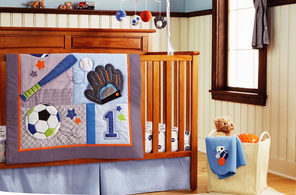 New Embroidered Base Ball Sports Boy Baby Cot Crib Bedding ...