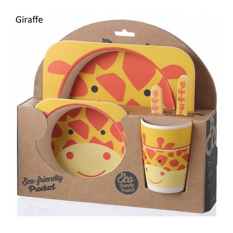 Baby Kids Dinnerware Sets Safe Bamboo Fibre Eco Friendly Dishes Plate