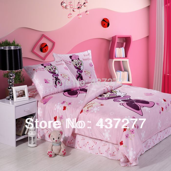 Girls Beautiful Minnie Mouse Pink Bedding Sets Cotton Fabric Queen Girls Beautiful Minnie Mouse Pink Bedding Sets Cotton Fabric Queen Duvet Cover Sheet Bedclothes 4 Comforter Set Home Textile High Quality Oil China