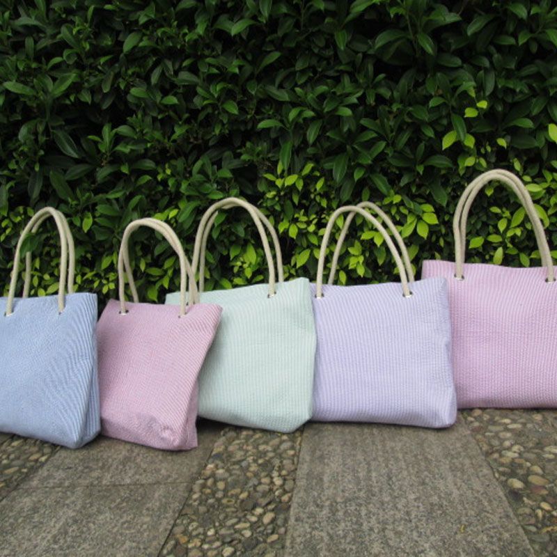 Wholesale Blanks Seersucker Tote Bags,Seersucker Handbag In Multi Colors With Discount By ...