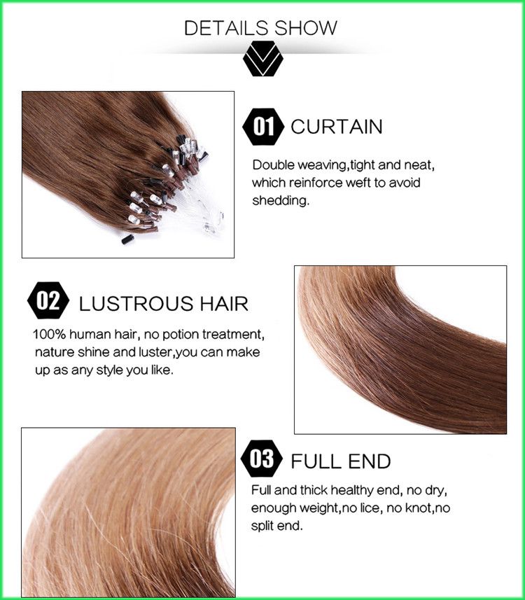 Kinky Straight Loop Micro Ring Hair Extensions 14 30 Natural
