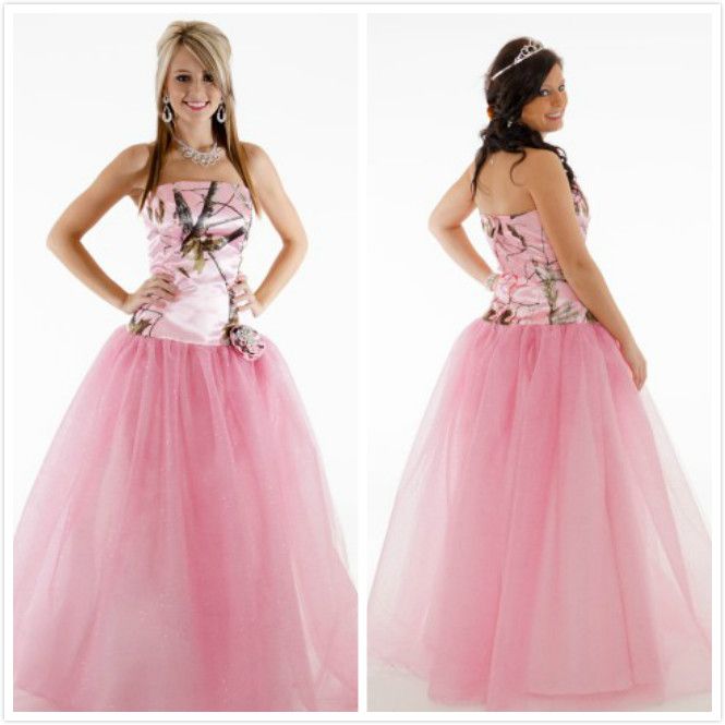 Discount Pink Realtree Wedding Dresses With Handmade Flower Camo Bridal
