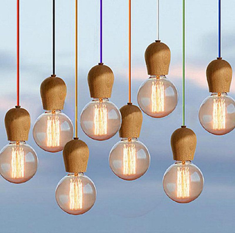 DIY New Modern DIY Wooden Edison Pendant Light Ceiling ...