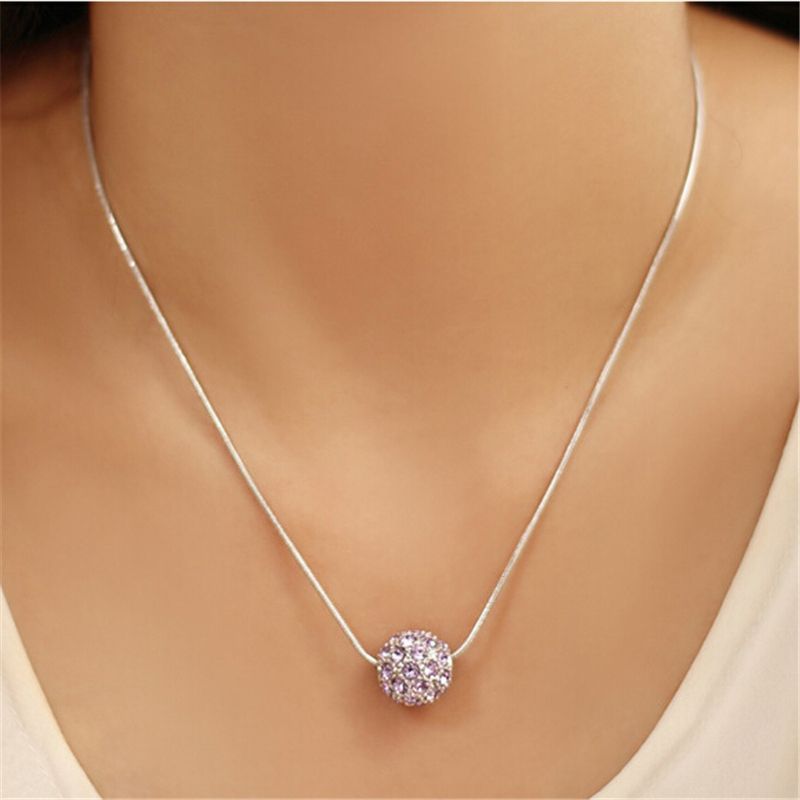 Whole Austrian Crystal From Swarovski Round Ball Whole Austrian Crystal From Swarovski Round Ball Necklace Pendant For Women 18k White Gold Plated Famous Brand Jewelry 5927 Diamond Circle