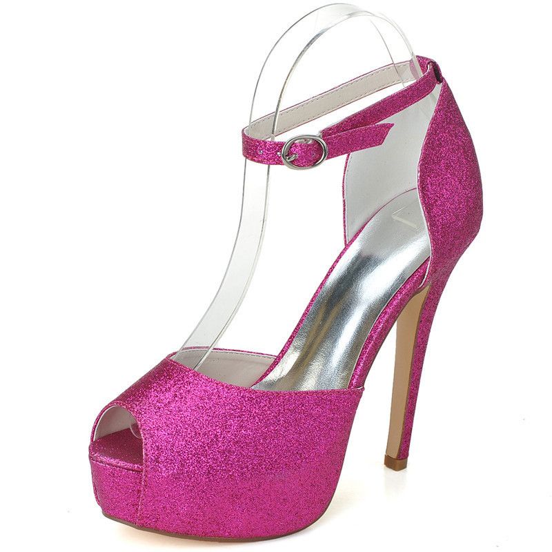 3128-27 Gorgeous Fuchsia Wedding Shoes Pumps Size 12.7cm Waterproof 2 ...