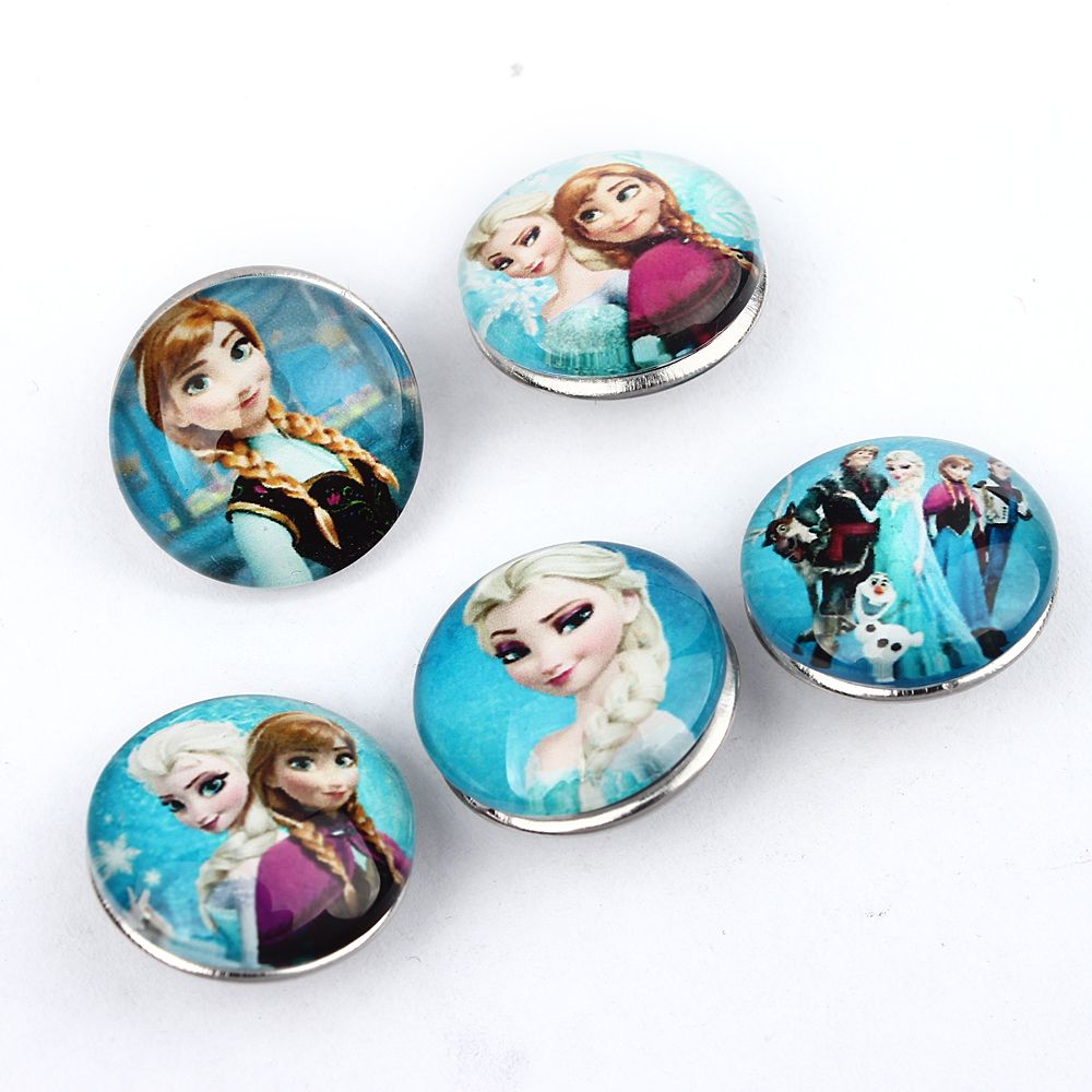 2019 Cute Frozen Round Buttons Badges 18mm Diameter Fit Clothes