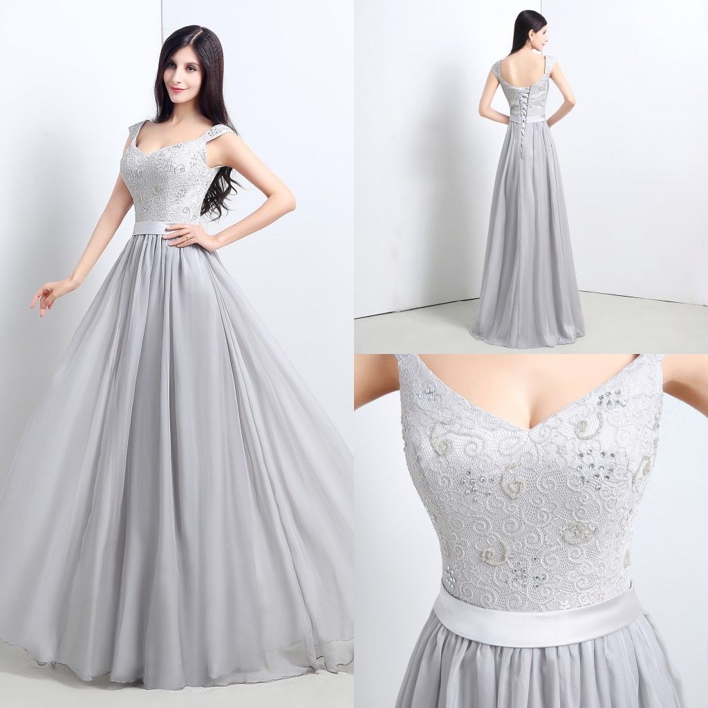 grey and white prom dresses