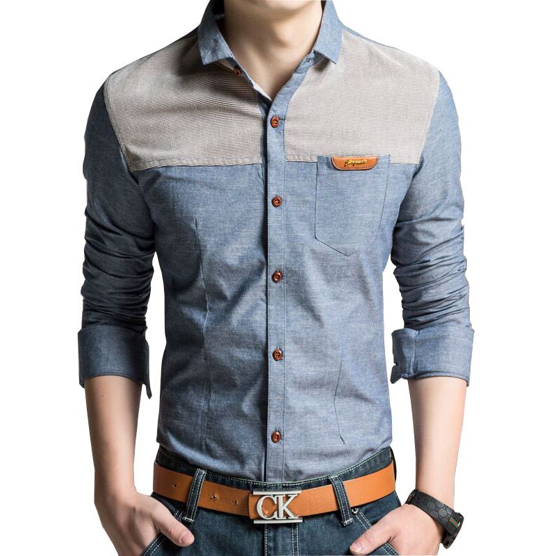 Online Cheap Wholesale Big Size M 4xl Men Fashion Shirts 2015 New Korean Vintage Style Clothing Denim Patchwork Design Man Casual Dress By Feiyancao Online Cheap Wholesale Big Size M 4xl Men Fashion Shirts 2015 New Korean Vintage Style Clothing Denim Patchwork Design Man Casual Dress By Feiyancao