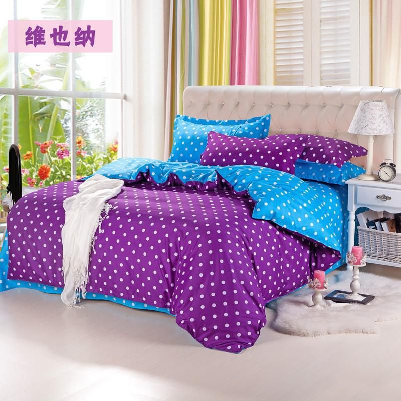 Home Textiles Purple Blue Polka Dot Bedding Sets Include Comforter Home Textiles Purple Blue Polka Dot Bedding Sets Include Comforter Cover Bed Sheet Pillowcase Linen Bedclothes