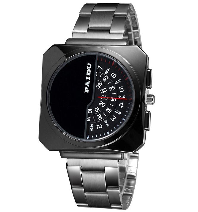 Unique Square Dial Mens Watches Gray Band Black Dial Face Quartz Watch Men PAIDU Luxury Brand