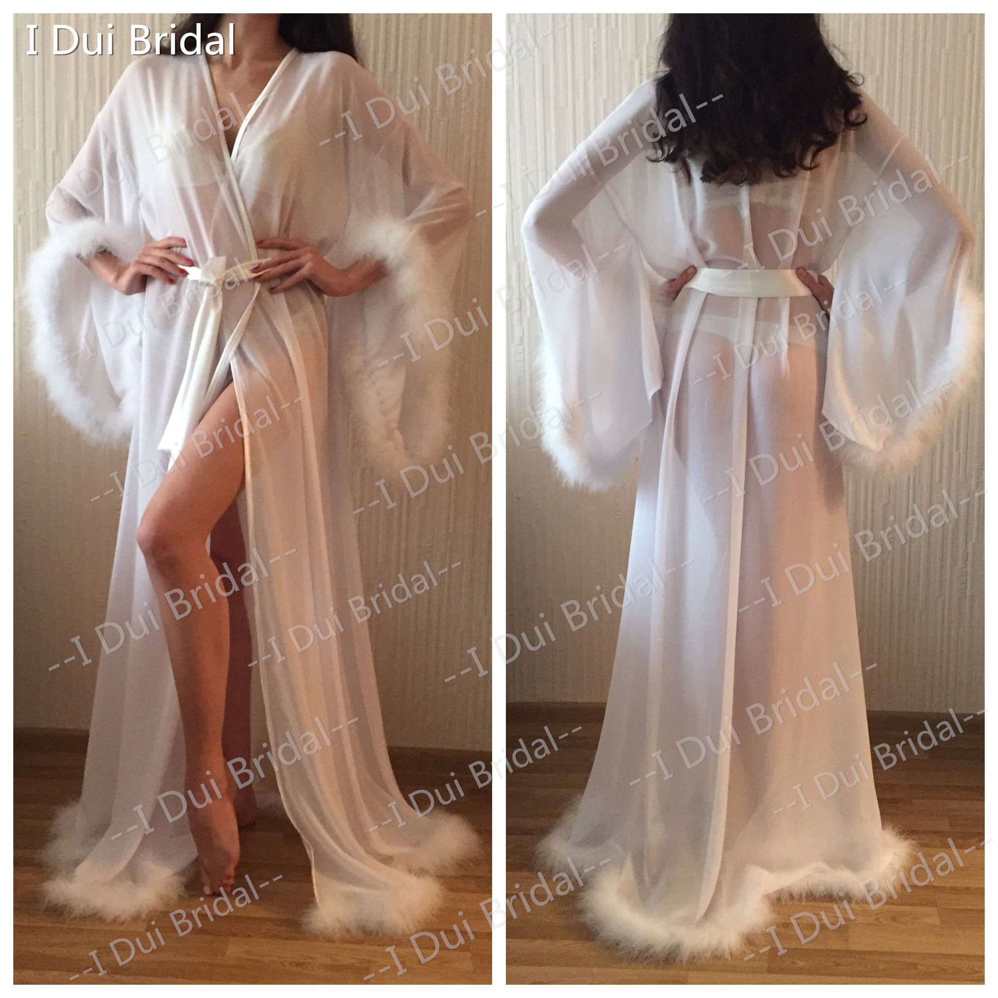 long feather bridal robe
