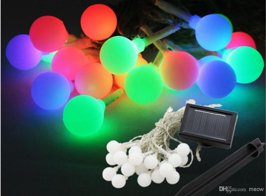 Solar String Light Round Colorful 20 Led Frosted Small Ball Lamp Solar String Light Round Colorful 20 Led Frosted Small Ball Lamp Energy Deco Garden Decoration Lights Outdoor Decor Lighting