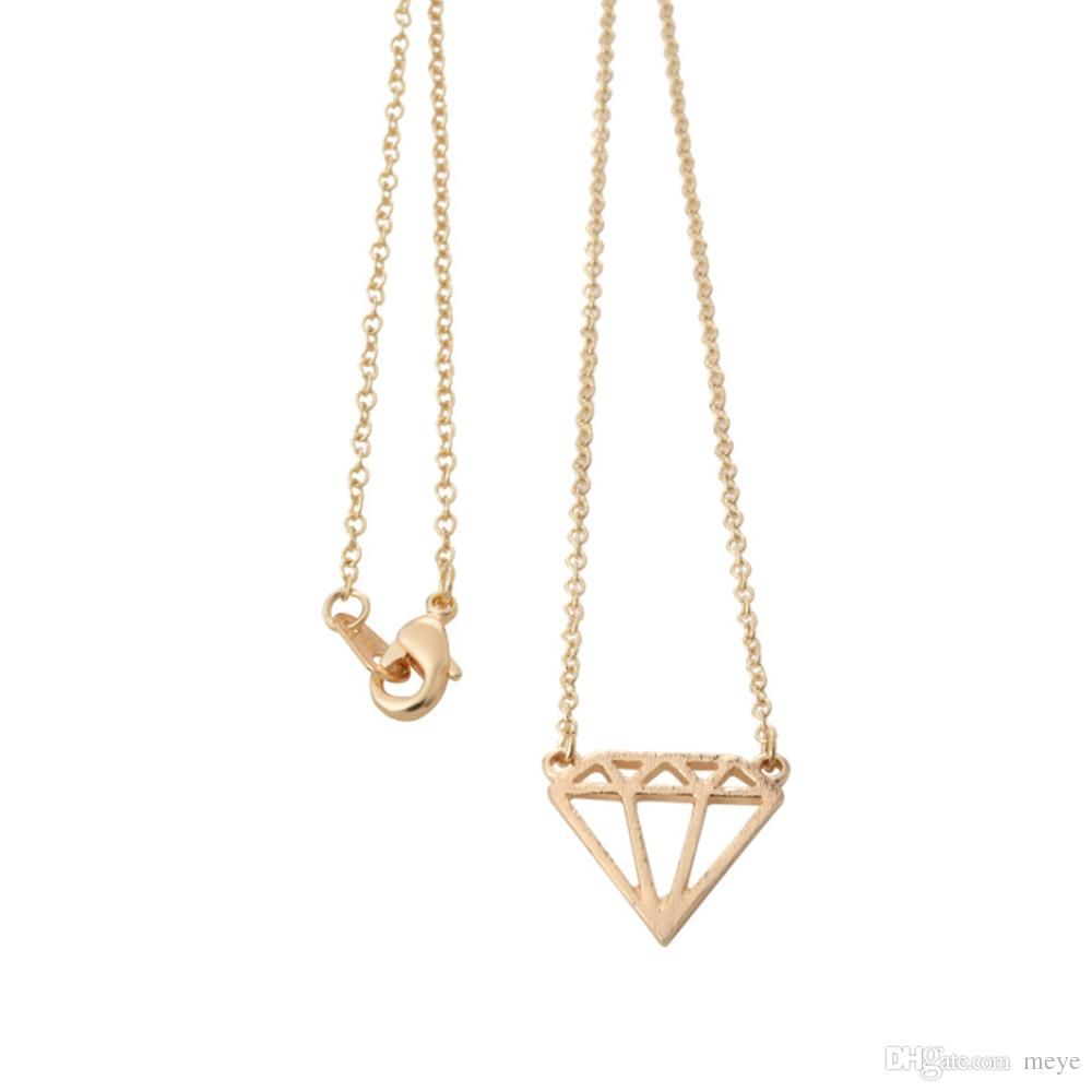 Fashion Flat Diamond Necklace Dainty Cut Out Subulate Necklaces Geometric Polygon Layering Triangle Jl 446