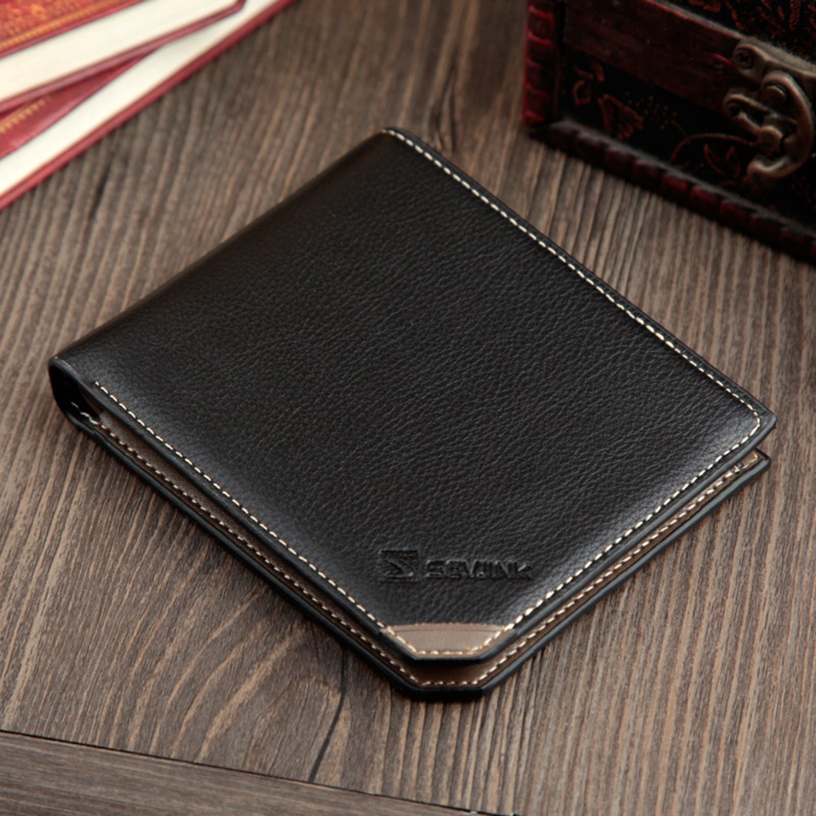 2017 Unique Fashion New Wallets Mens Genuine Leather Bifold Wallet