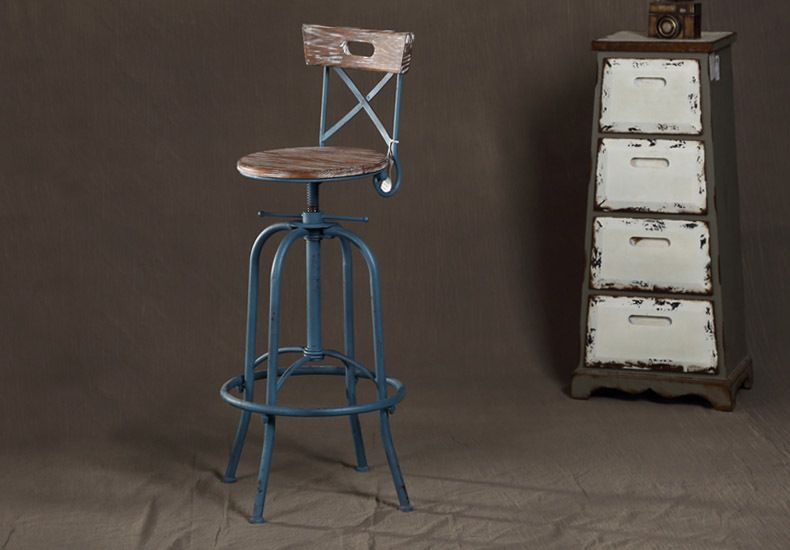 Loft Style Wrought Iron Bar Stools Wood Chair Lift Elm Rotation Spot Retro Stool Color Tables 2019 Loft Style Wrought Iron Bar Stools Wood Chair Lift Elm Rotation Spot Retro Stool Color Tables From Vera89