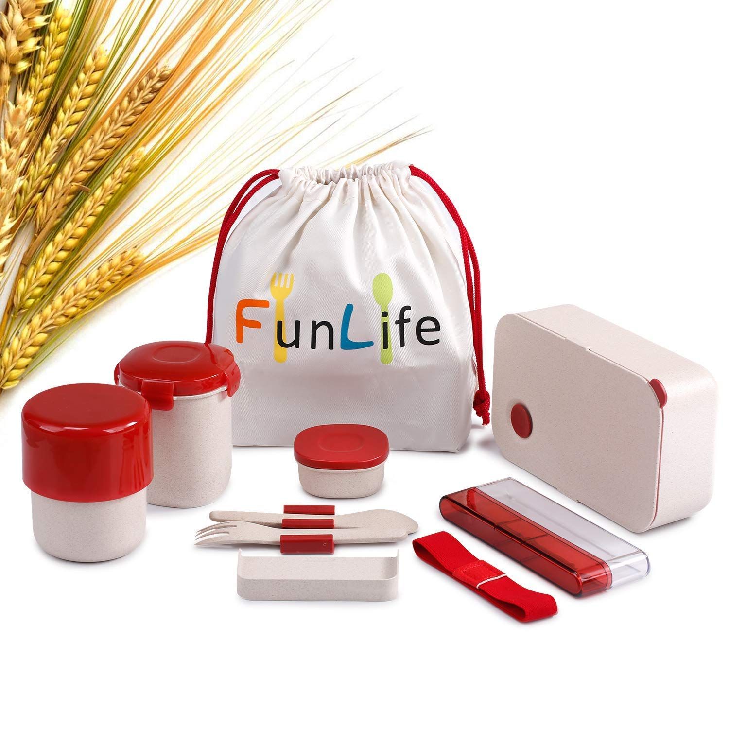 2019 Fun Life Bento Box Meal Prep Food Storage Containers Set Eco 2019 Fun Life Bento Box Meal Prep Food Storage Containers Set Eco Friendly Wheat Straw Leakproof 1100 Ml Japanese From Minstrel006