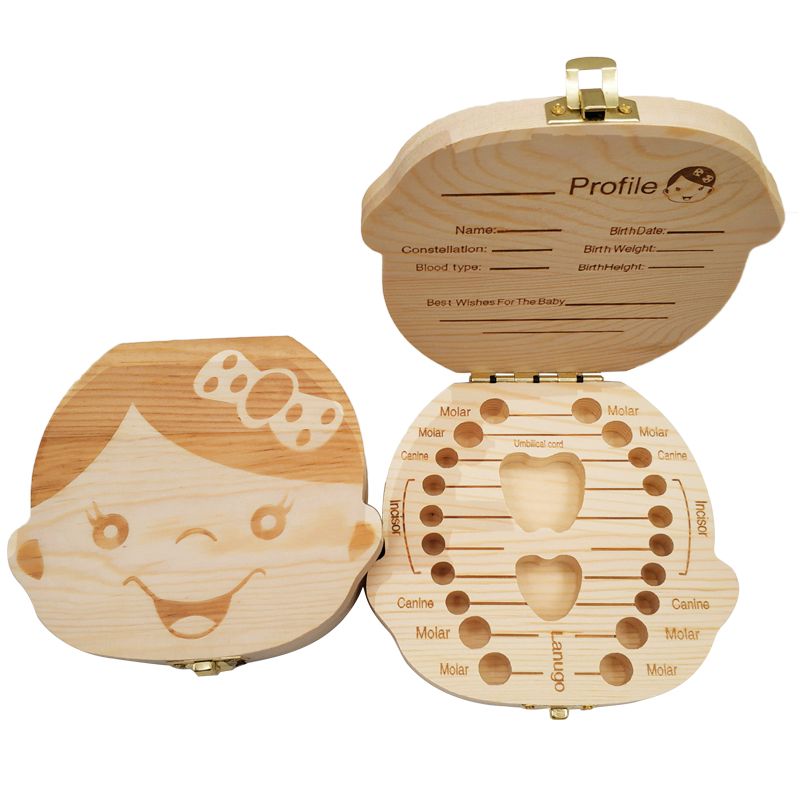 Box Tooth Organizer Wooden Storage Box Baby Milk Teeth Collection Storage Case