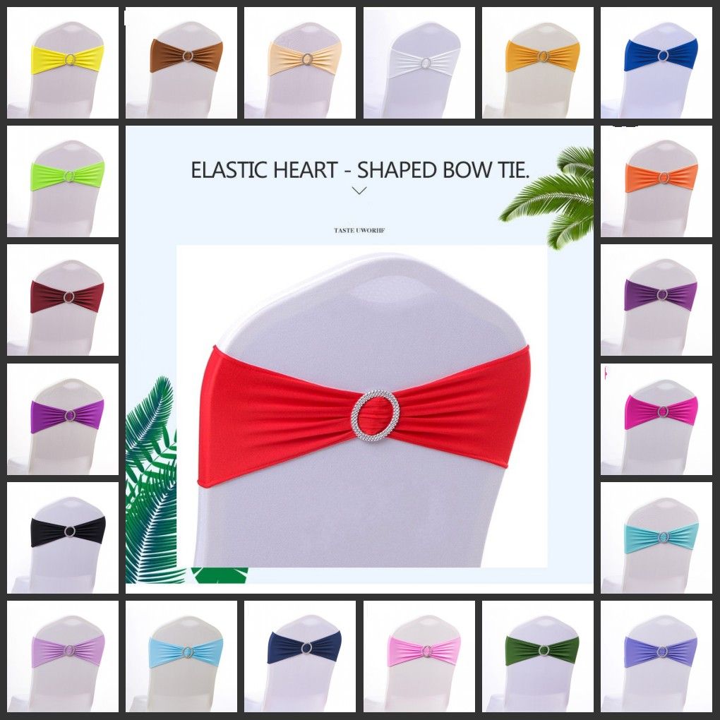 Stretch Spandex Sequins Chair Band Sash Tie Cover Wedding Party Sashes Bow Decor