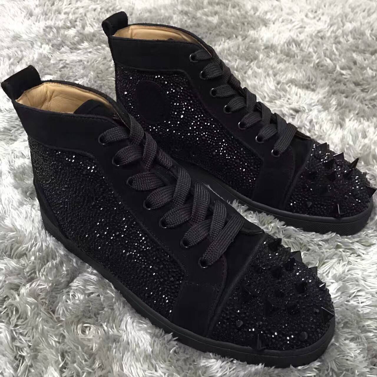 Brand Designer High Top Red Bottom Mens Luxury Pik Pik Spikes Men Women Suede Leather Strass Sneakers Lace Up Casual Shoes Eu35 46 Free Sh