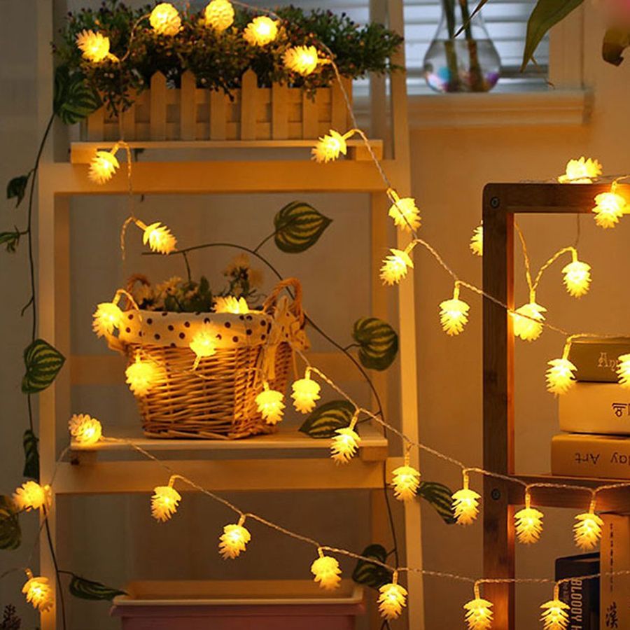 Battery Operated 10leds 20leds 40leds Pinecone Led String Lights Outdoor Garden New Year Wedding Party Holiday