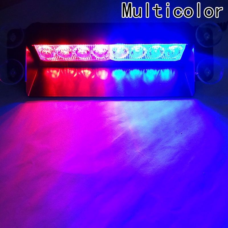 8 LED For Car Dash Strobe Flash Lights Blue/Red Emergency Police Flash