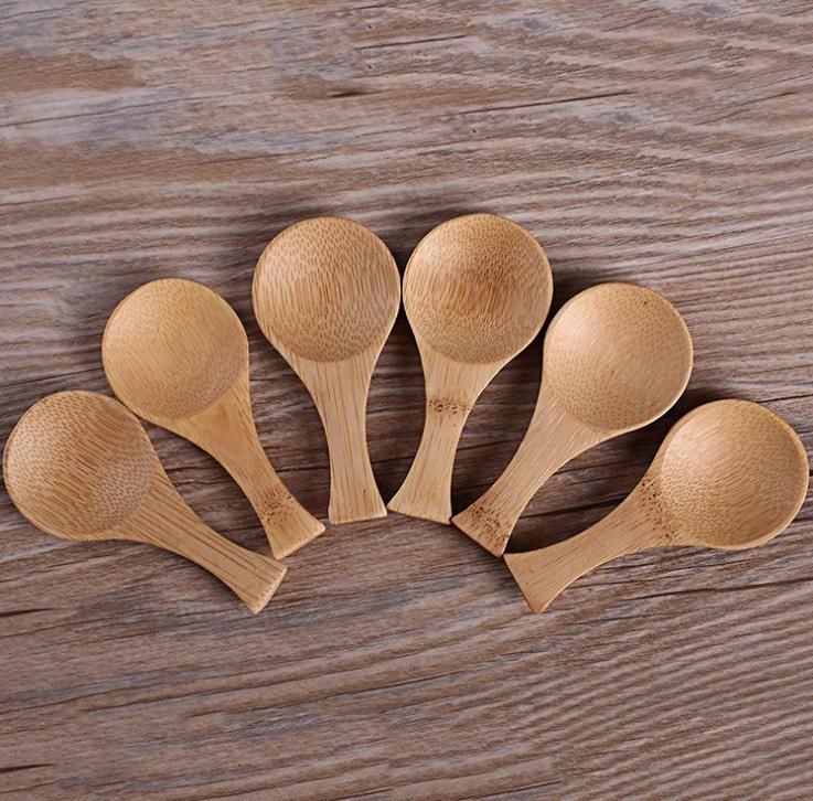 2021 Natural Mini Bamboo Spoon Mini Short Handle Tea Spoon Coffee Beans