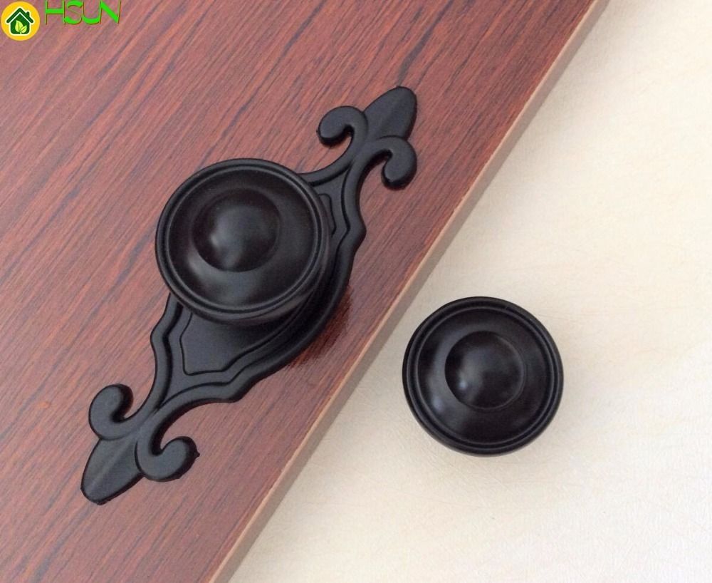 Black Knobs Drawer Handles Backplate Pulls Kitchen Cabinet Dresser Decorative Hardware