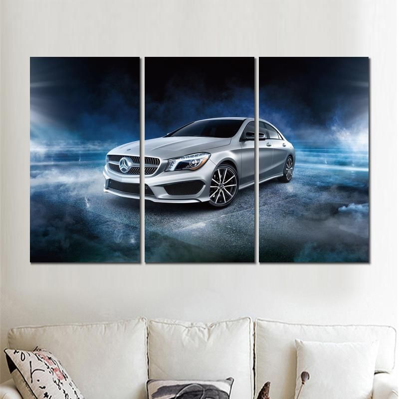 Compra 3 Lienzos Modulares Piantings Mercedes Benz Cla Amg Imagen Plateada Sobre Lienzo Para Decoración Del Hogar Barato | Entrega Rápida Y Calidad | Es.Dhgate