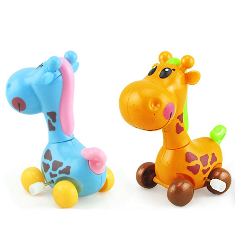 Wind Up Toys Cute Cartoon Animal Giraffe Clockwork Wind Up Baby Toys Running Head Tail Swing Classic Newborn Toy Children Gift Spring Toy