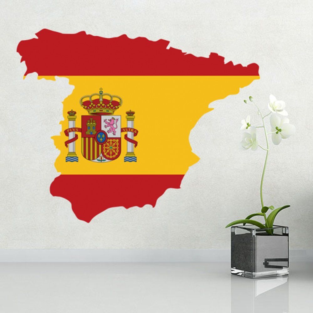 DIYthinker Flag Map Of Spain Wall Vinyl Sticker Custom Home Decoration