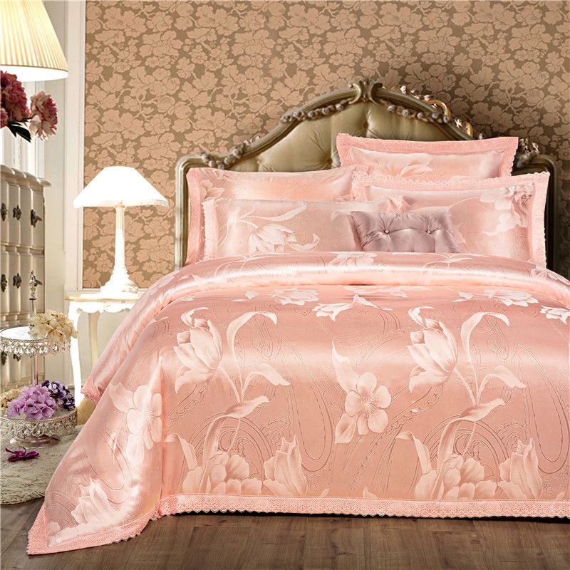 Satin Cotton Luxury Lace Bedding Set Jacquard King Queen Size Bed Satin Cotton Luxury Lace Bedding Set Jacquard King Queen Size Bed Duvet Cover Flat Sheet Bedlinen Pillowcase Leopard Comforter