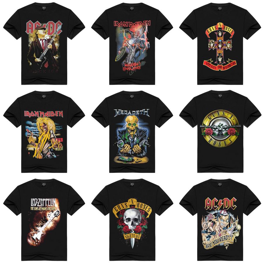 Men'S Heavy Metal Rock T Shirt Hip Hop Tops Streetwear AC DC Iron ...