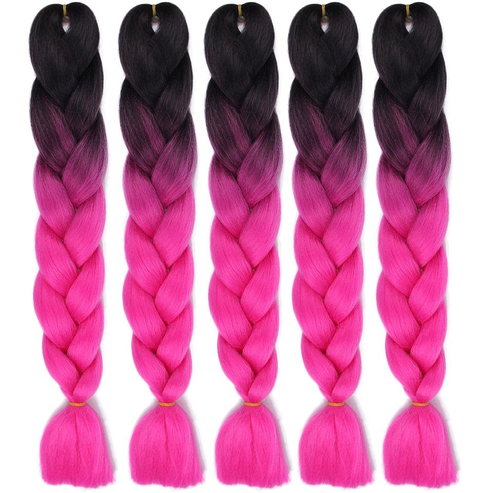 Kanekalon Jumbo Braids Ombre Bulk Synthetic Hair 24 100g African