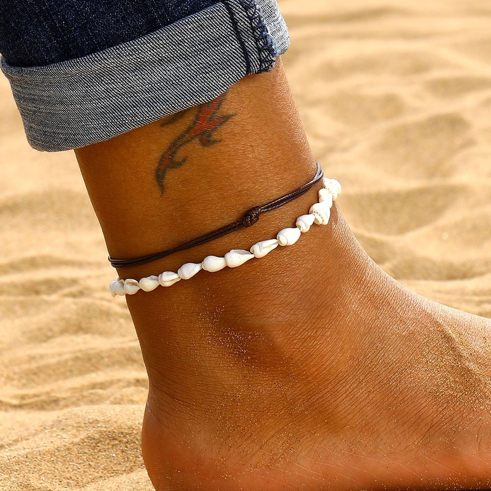 2021 Bohemian Multilayer Anklet Bracelet Shell Anklets For Women Summer