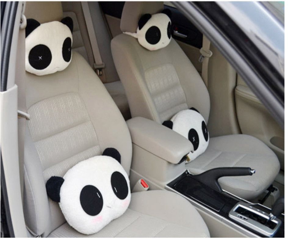 1pc Car Seat Covers Neckpillow Interior Accessories Universal Styling Headrest Pillows Lovely Panda Pattern