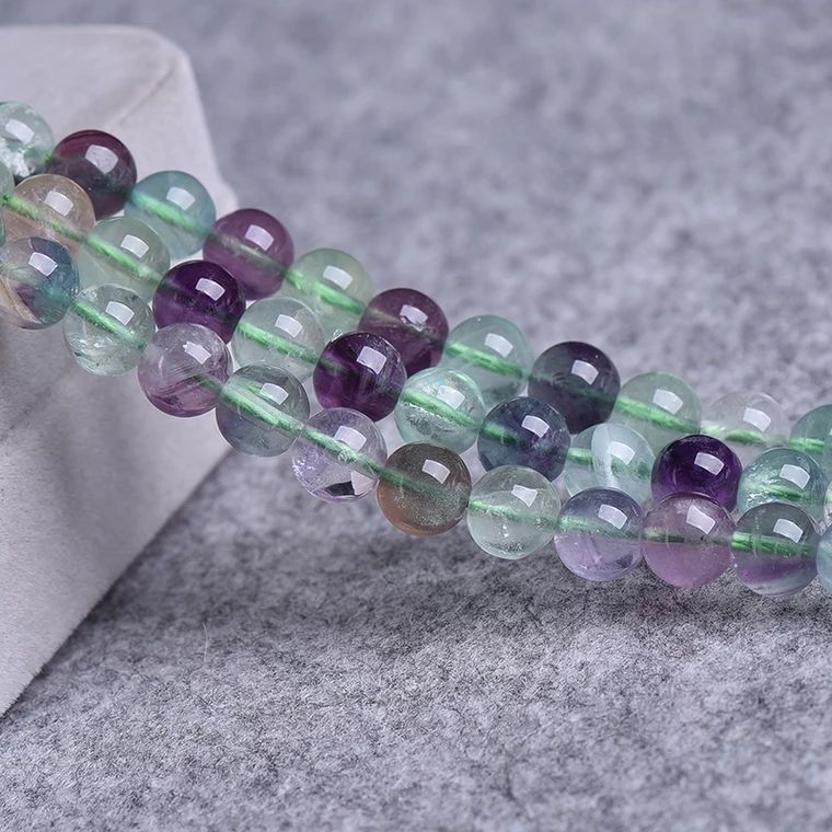 Natural Round Fluorite Gemstone Loose Beads Strand 15/" Smooth Rainbow Color