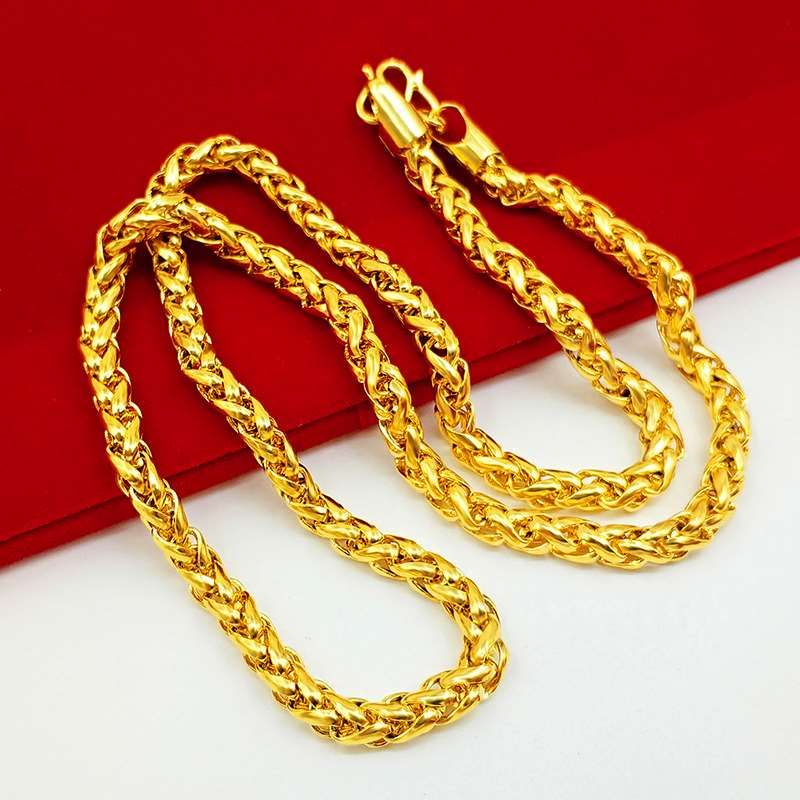 2020 Gold Necklace Men&#39;S Women&#39;S Gold Plated 24K Simulation Jewelry Hollow Thai Chain From ...