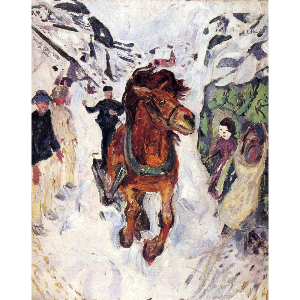2021 Edvard Munch Paintings Galloping Horse Modern Artwork