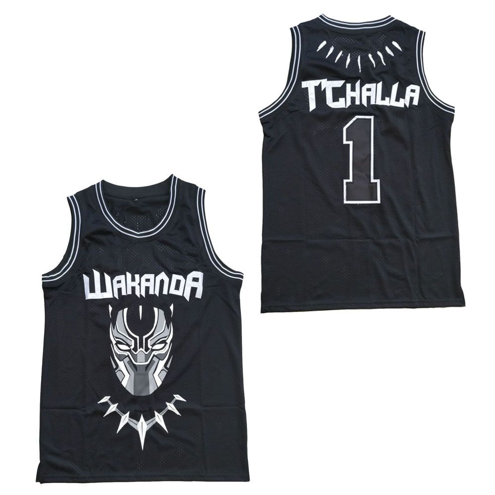 2019 2 Erik Killmonger The Black Movie Wakanda T'Challa Jersey Black
